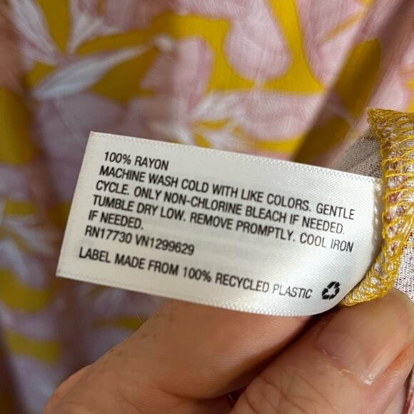 KNOX ROSE Mustard Yellow Pink Tropical Floral Sleeveless Tiered Midi Dress XXL - Picture 6 of 7